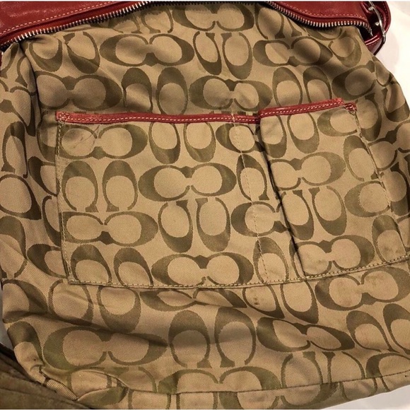 COACH Legacy Red Leather Feeder Bucket Adjustable Crossbody Shoulder Bag Vintage - Picture 5 of 11